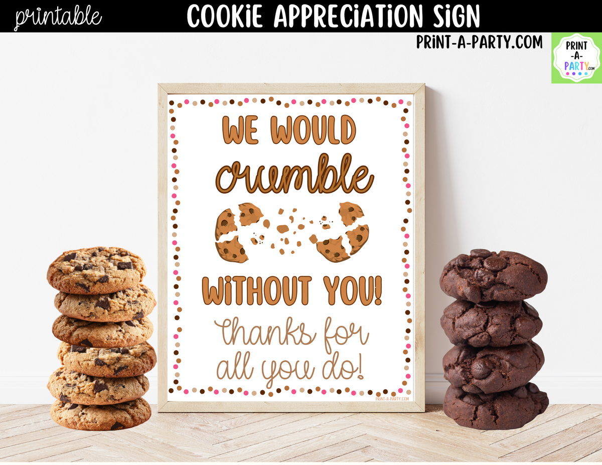 Printable Cookie Bar Appreciation Sign 8x10