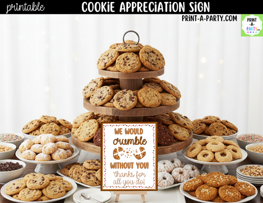 Printable Cookie Bar Appreciation Sign 8x10