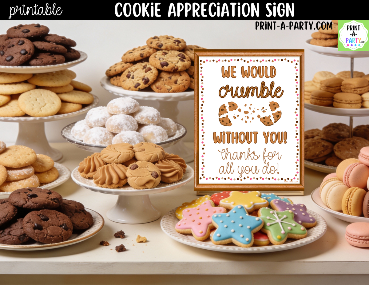 Printable Cookie Bar Appreciation Sign 8x10