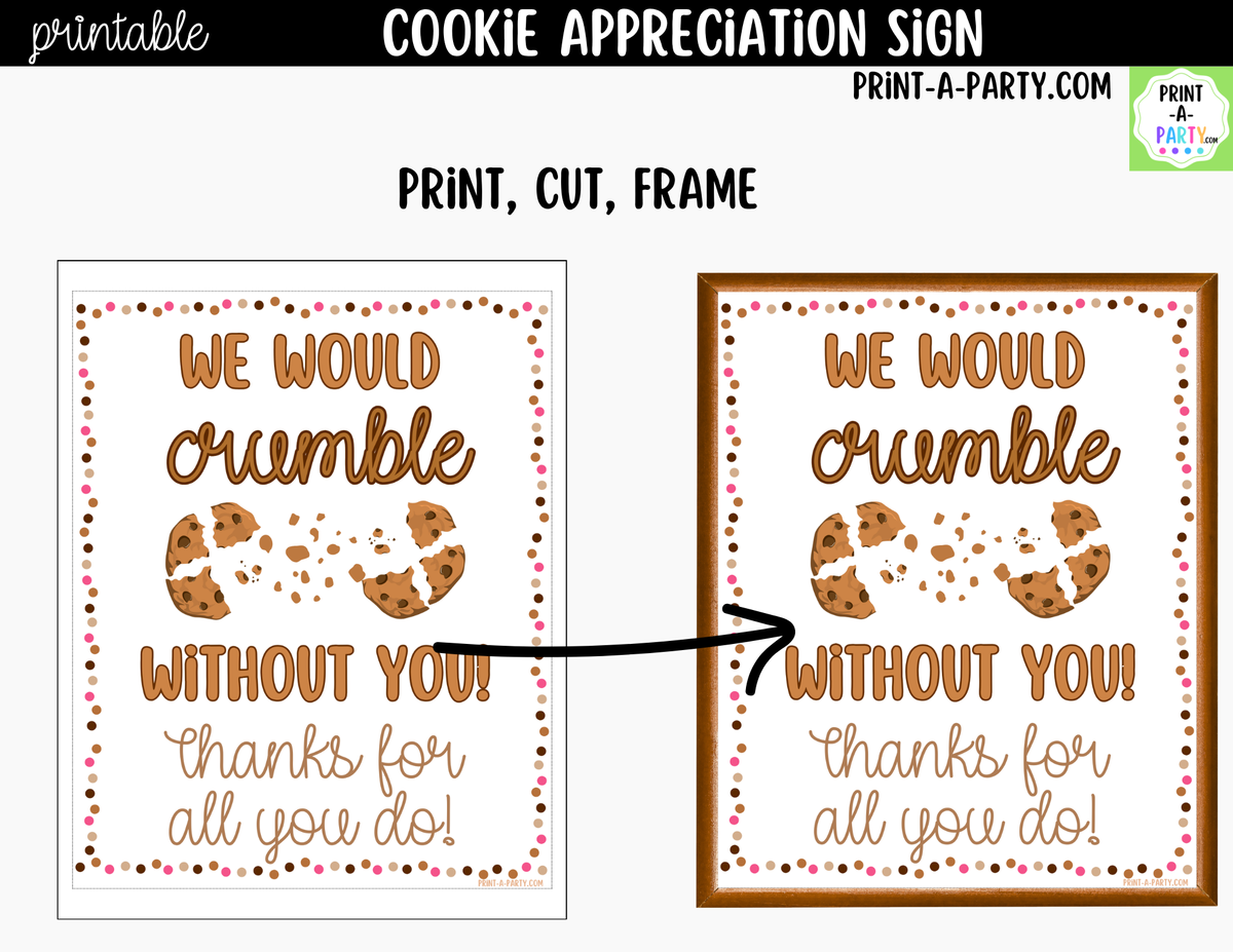 Printable Cookie Bar Appreciation Sign 8x10