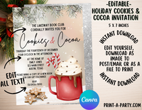 CHRISTMAS EDITABLE INVITATION: HOLIDAY COOKIES & COCOA INVITATION - EDITABLE PRINTABLE | Christmas Party Invite | Hot Chocolate Invite | Hot Cocoa Invite | Christmas Party Customization