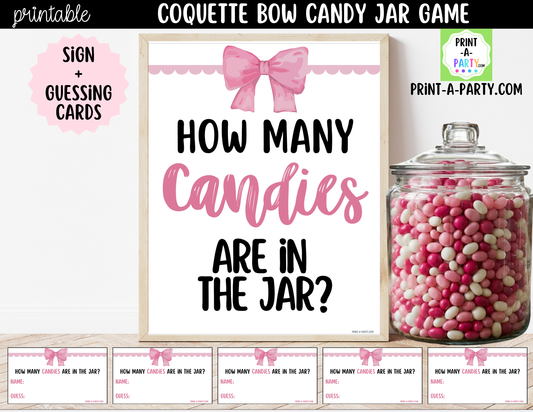 Pink Coquette Bow Candy Jar Guessing Game Printable