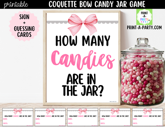 Pink Coquette Bow Candy Jar Guessing Game Printable