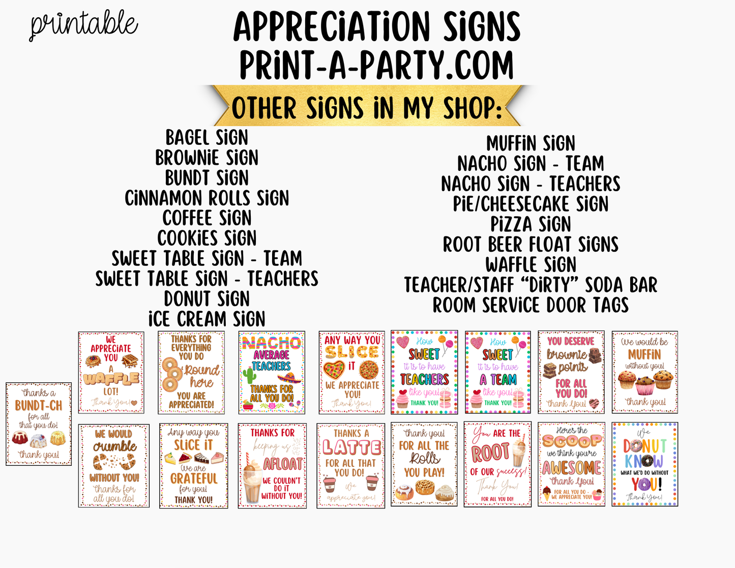 Bundt Cake Appreciation Sign - Printable Decor for Teacher, Staff, Employee, Volunteer, PTO PTA or Parents