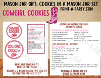 MASON JAR COOKIE GIFT: Cowgirl Cookies in a Mason Jar | Cookie in a jar Gift | Mason Jar Gift Kit | Mason Jar Gift Idea | Cowgirl Gift Idea