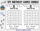 GAME BUNDLE: Birthday Party Game Bundle | Spy Detective Theme | Spy Party | Detective Party | INSTANT DOWNLOAD |