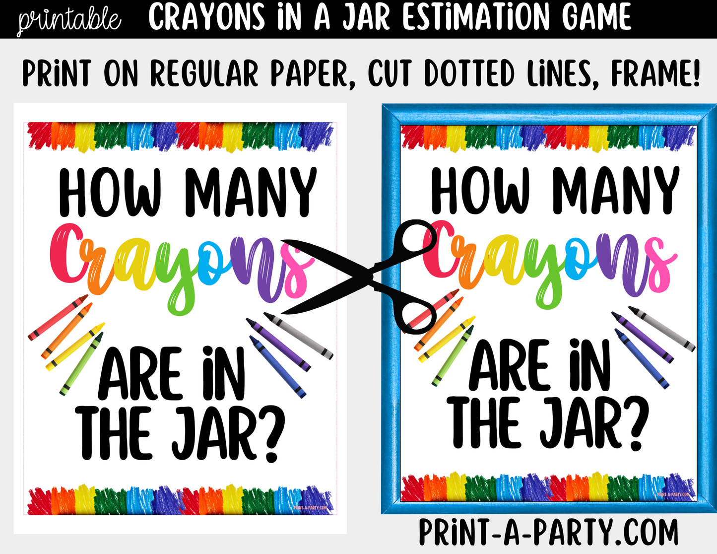 How Many Crayons in Jar Guessing Game Printable – Sign + Guessing Cards for Class Activity