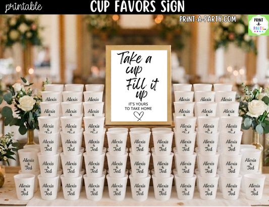 Wedding Cup Favor Sign Printable | Take a Cup Fill It Up