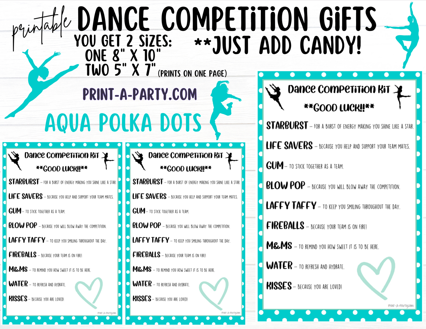 DANCE Competition Gift | Candy Gram Kit Letter | Dance Contest | Polka Dots | Dance Gifts - INSTANT DOWNLOAD