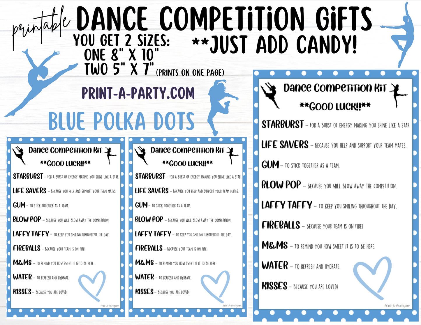 DANCE Competition Gift | Candy Gram Kit Letter | Dance Contest | Polka Dots | Dance Gifts - INSTANT DOWNLOAD