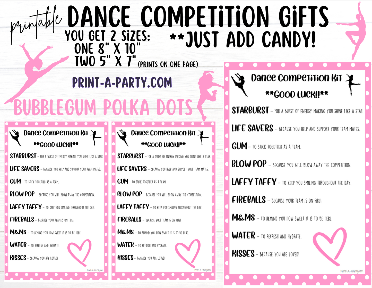 DANCE Competition Gift | Candy Gram Kit Letter | Dance Contest | Polka Dots | Dance Gifts - INSTANT DOWNLOAD