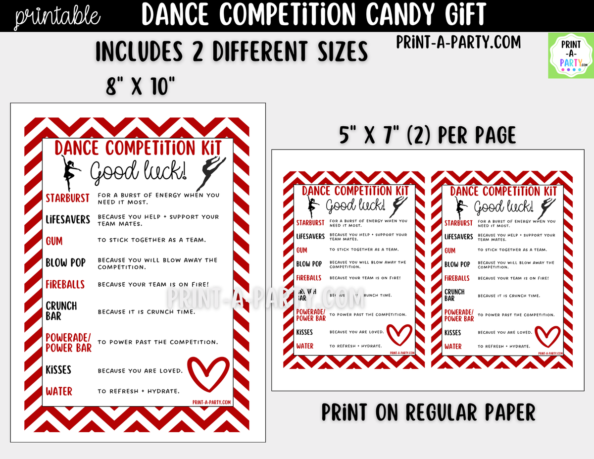 Dance Candy Gram Printable – Competition & Recital Gift