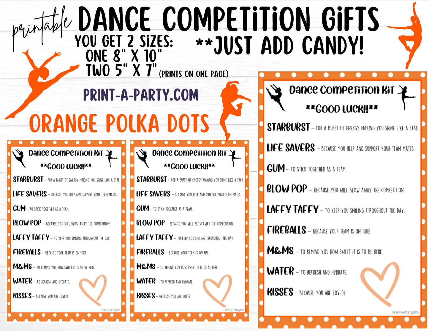 DANCE Competition Gift | Candy Gram Kit Letter | Dance Contest | Polka Dots | Dance Gifts - INSTANT DOWNLOAD