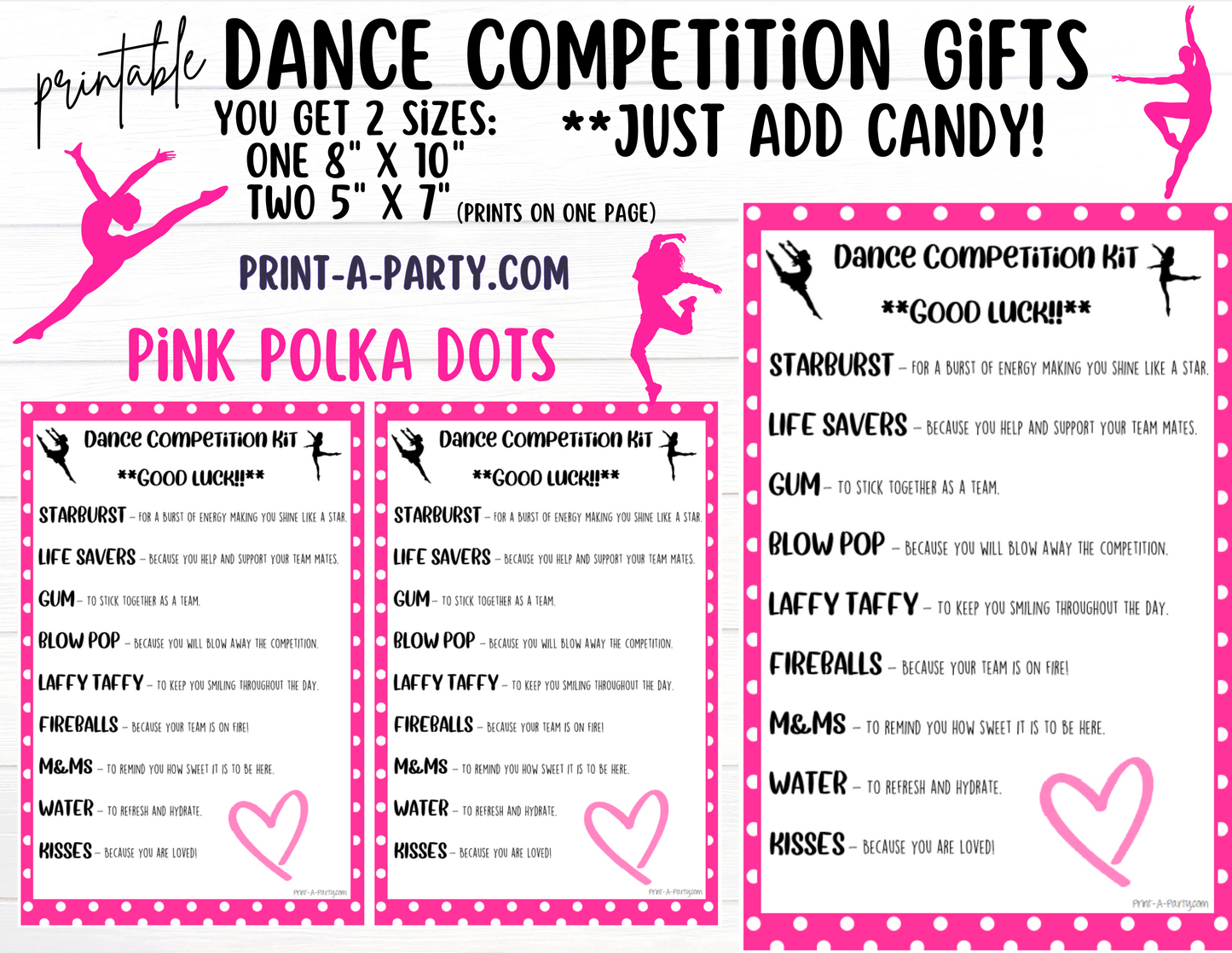 DANCE Competition Gift | Candy Gram Kit Letter | Dance Contest | Polka Dots | Dance Gifts - INSTANT DOWNLOAD