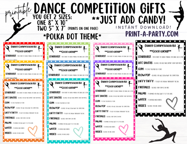 DANCE Competition Gift | Candy Gram Kit Letter | Dance Contest | Polka Dots | Dance Gifts - INSTANT DOWNLOAD
