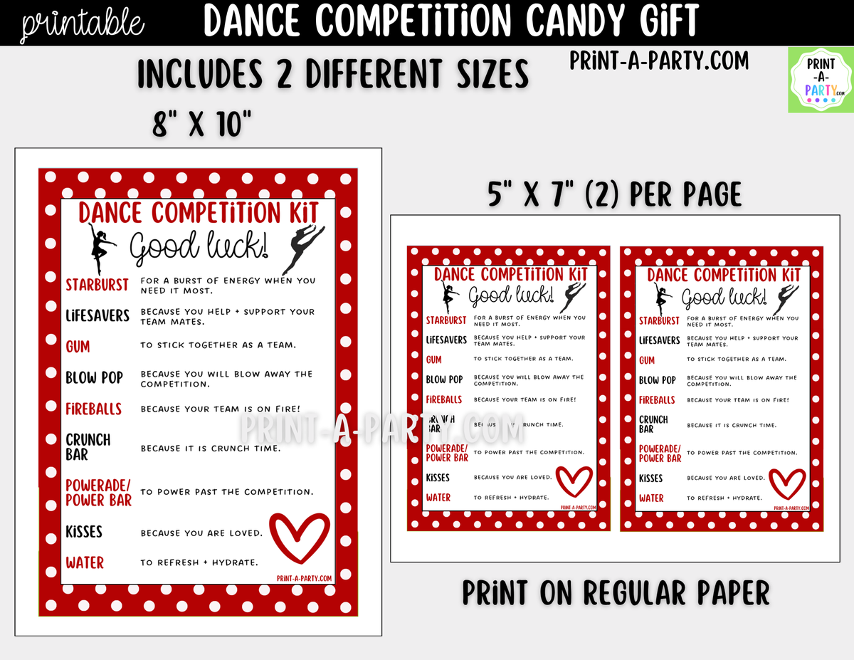 Dance Candy Gram Printable – Competition & Recital Gift