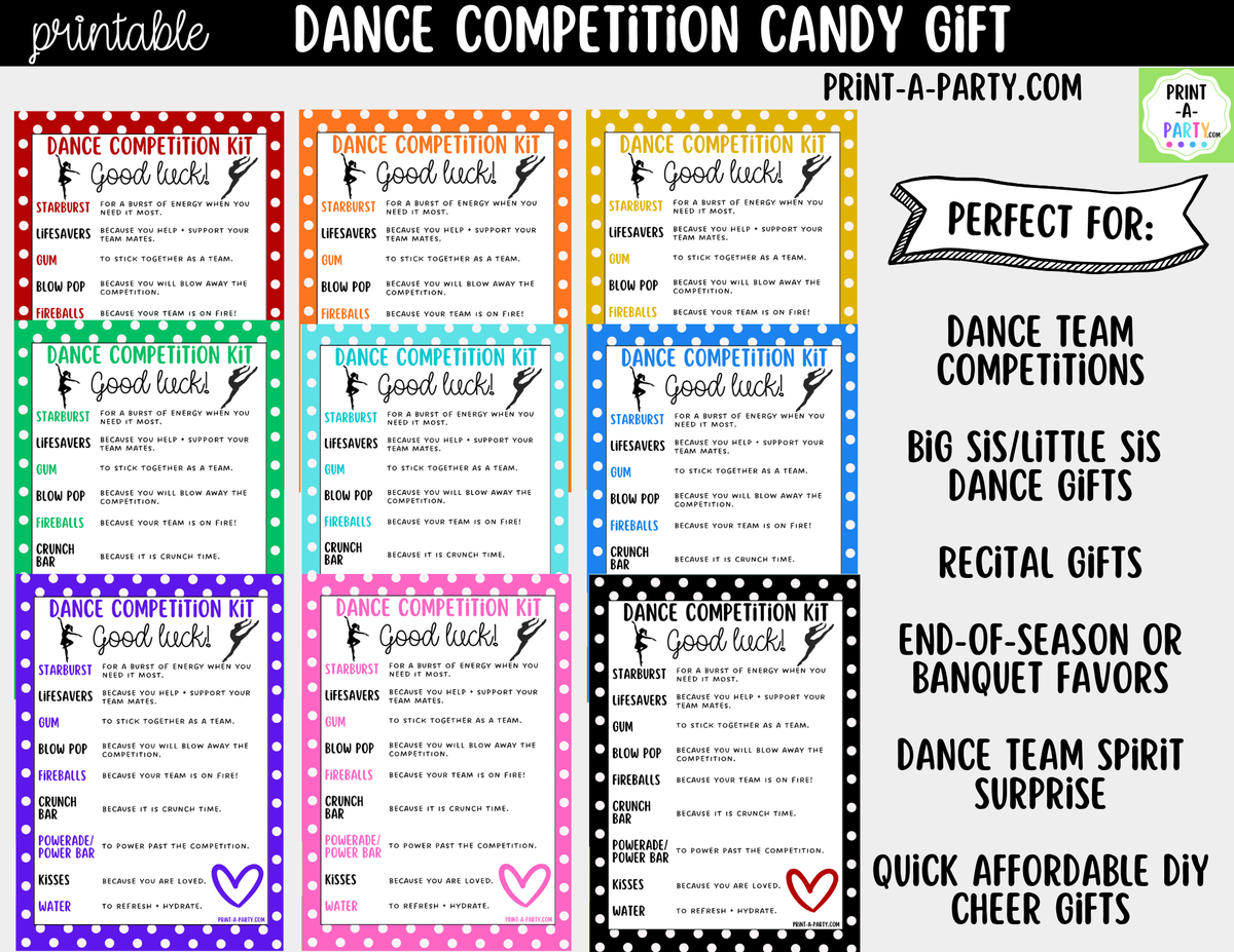 Dance Candy Gram Printable – Competition & Recital Gift