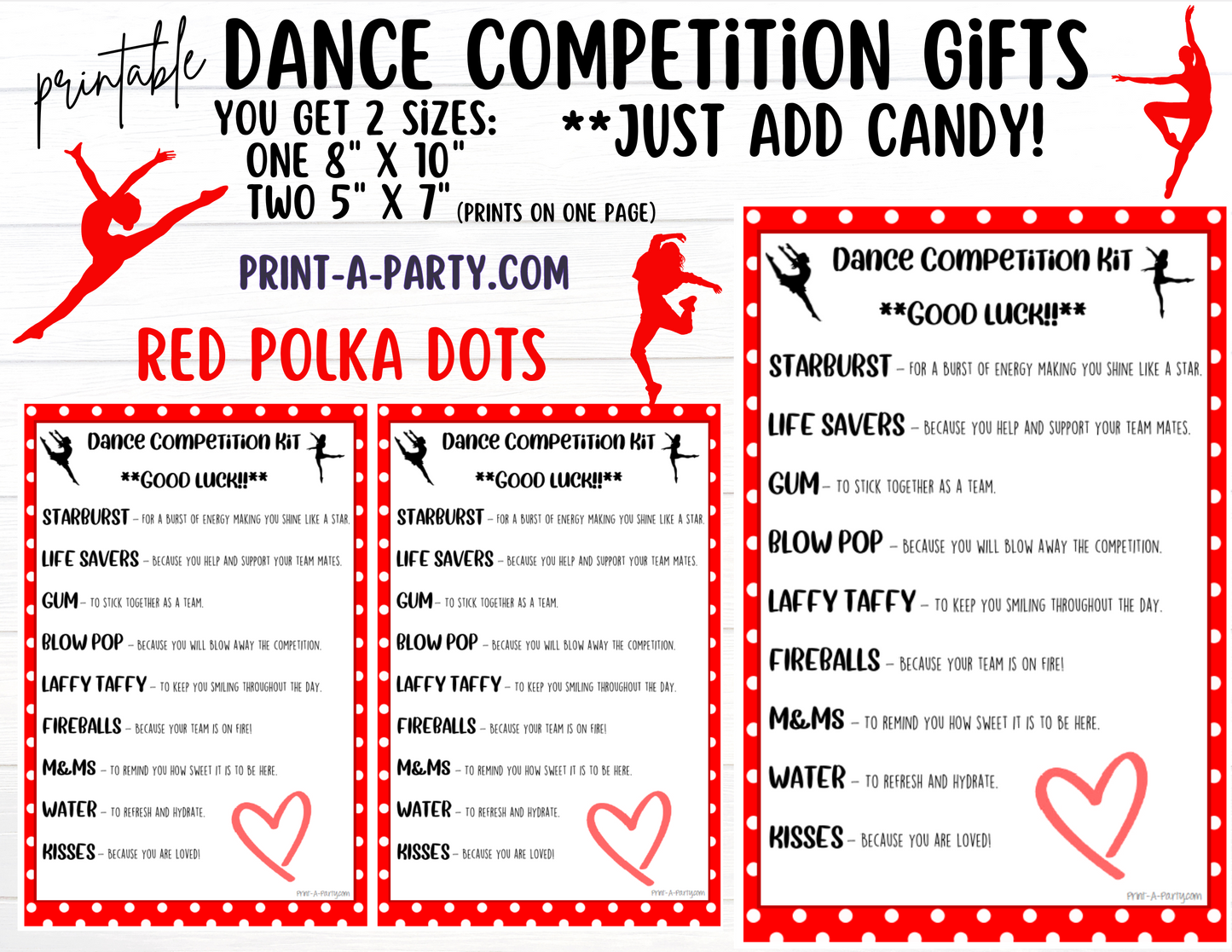 DANCE Competition Gift | Candy Gram Kit Letter | Dance Contest | Polka Dots | Dance Gifts - INSTANT DOWNLOAD