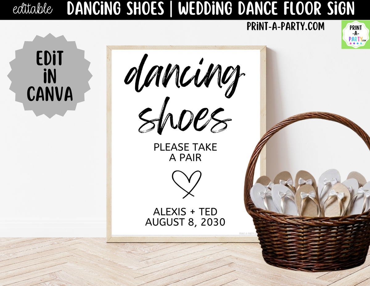 Editable Dancing Shoes Sign – Please Take a Pair | 8x10 Canva