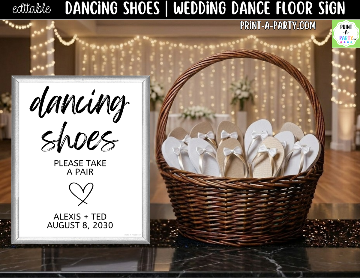 Editable Dancing Shoes Sign – Please Take a Pair | 8x10 Canva