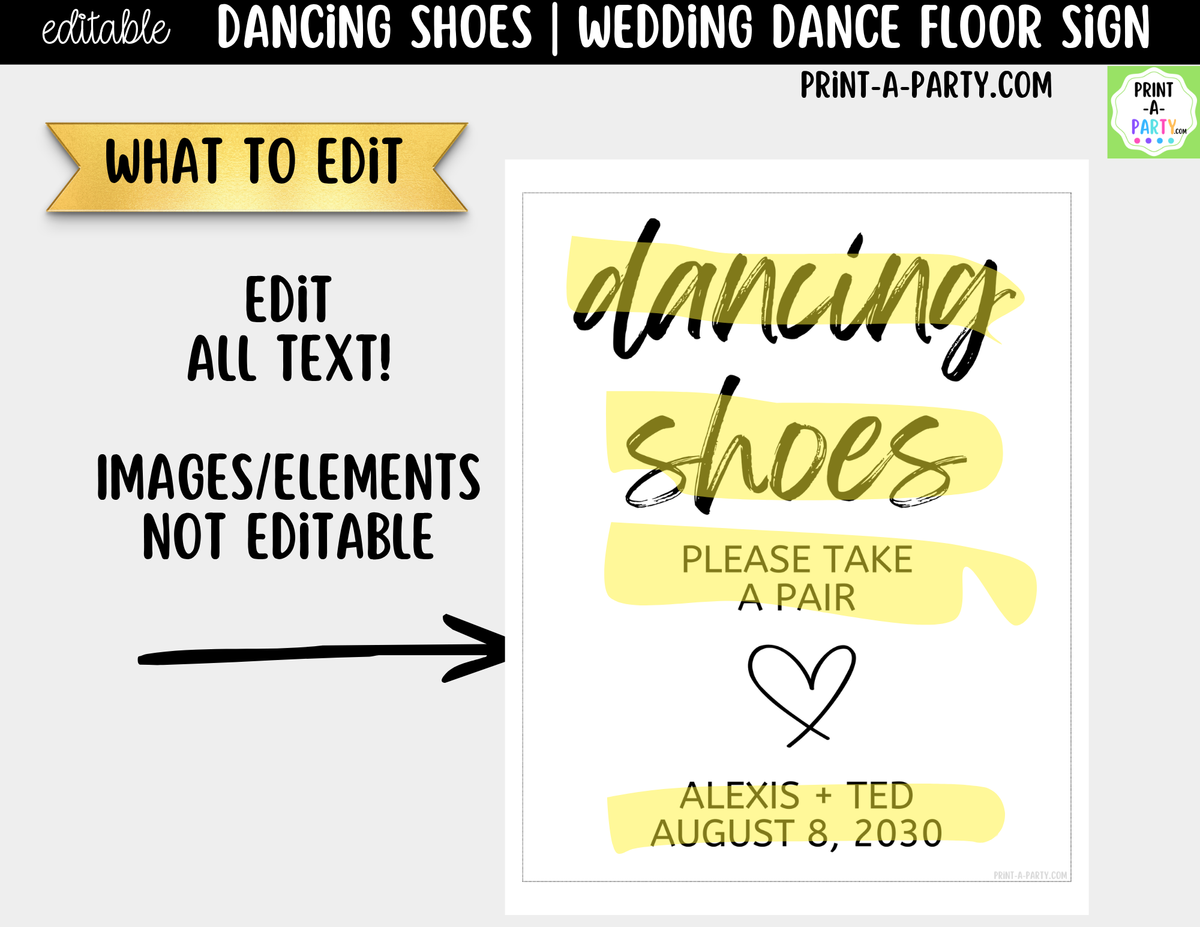 Editable Dancing Shoes Sign – Please Take a Pair | 8x10 Canva