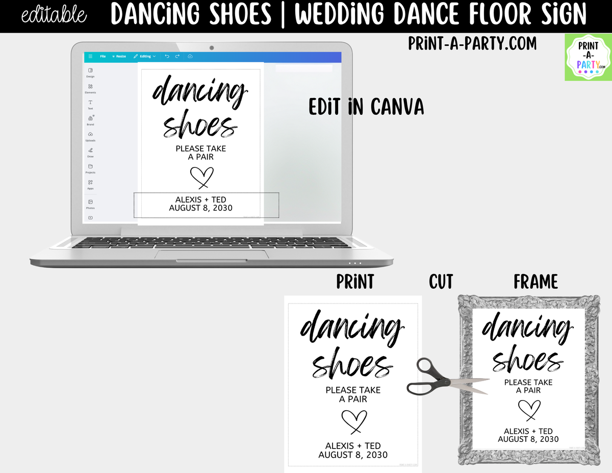 Editable Dancing Shoes Sign – Please Take a Pair | 8x10 Canva