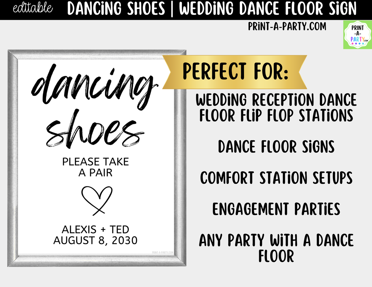 Editable Dancing Shoes Sign – Please Take a Pair | 8x10 Canva