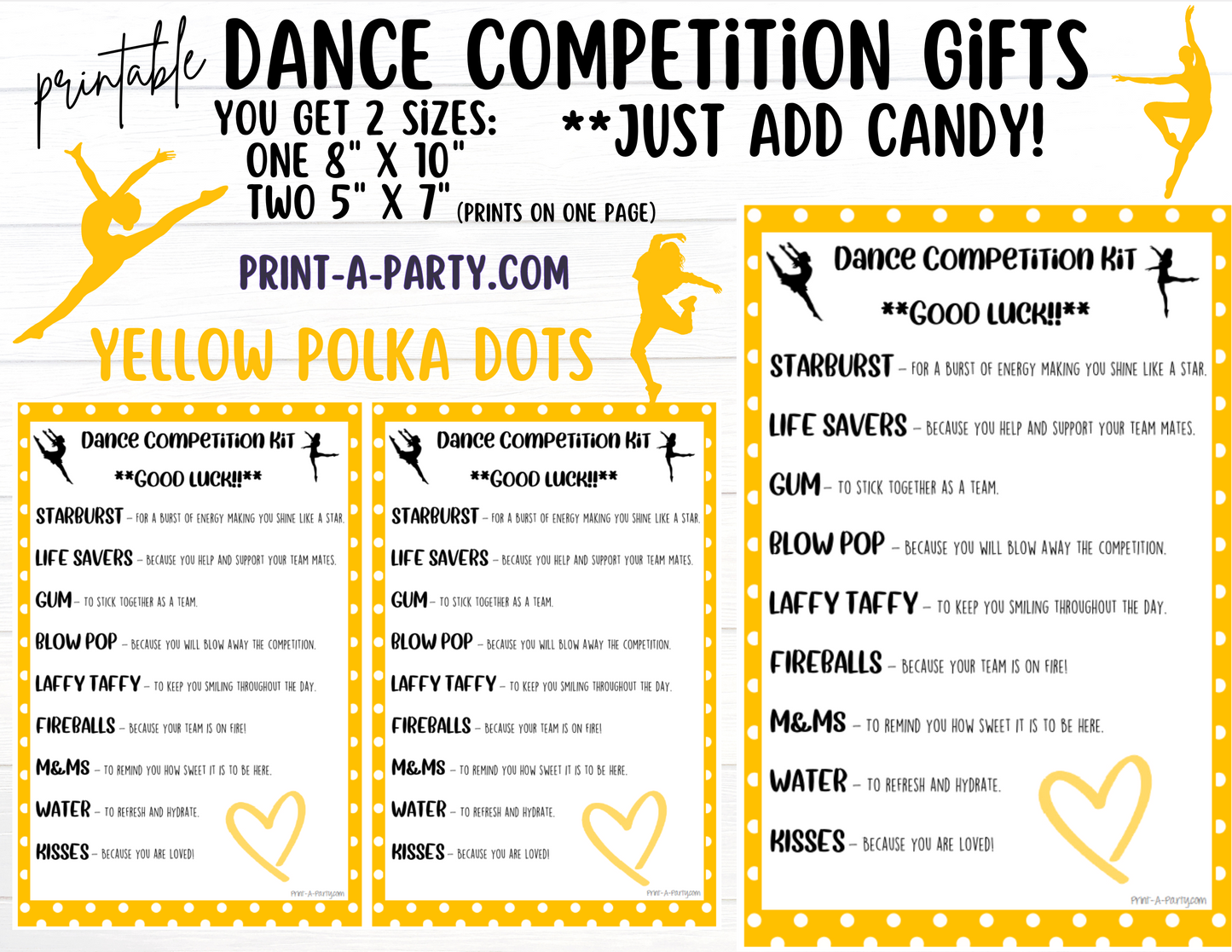 DANCE Competition Gift | Candy Gram Kit Letter | Dance Contest | Polka Dots | Dance Gifts - INSTANT DOWNLOAD