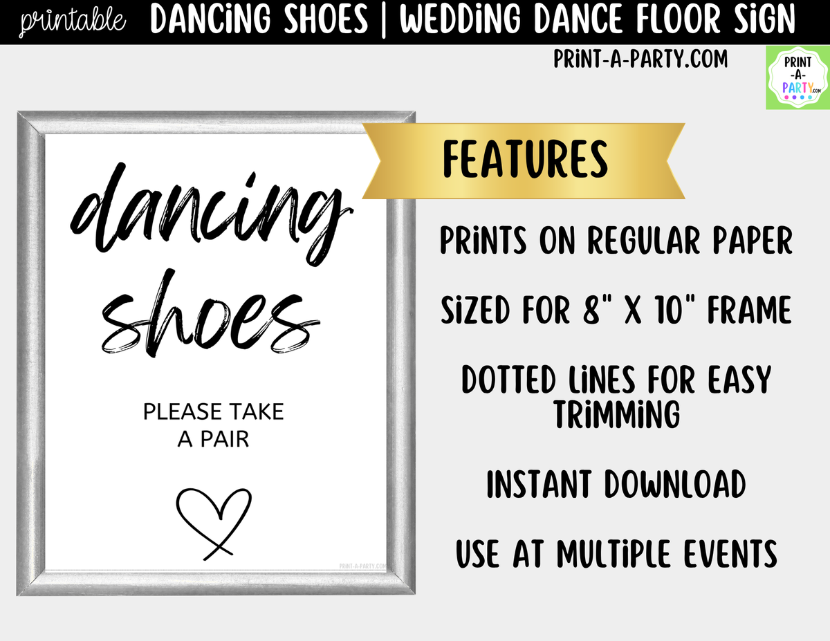 Dancing Shoes Sign Printable – Wedding Dance Floor Sign