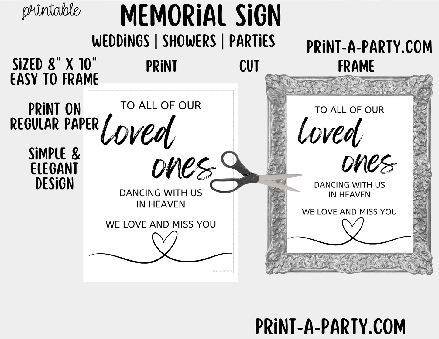 Printable Memorial Sign (8x10) - PDF Wedding Decor