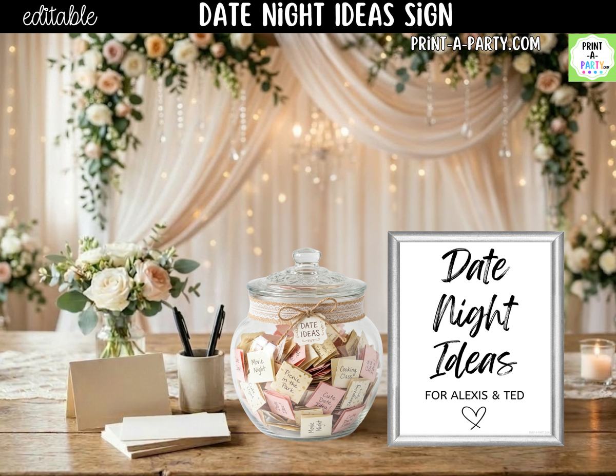 Editable Date Night Ideas Sign – 8x10 Canva Template