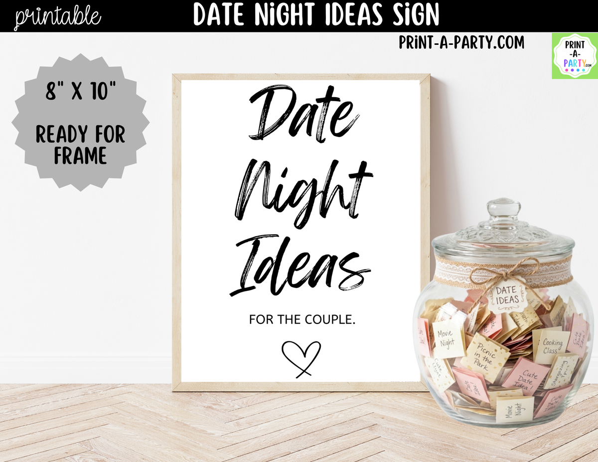 Date Night Ideas Sign Printable – Wedding & Bridal Shower