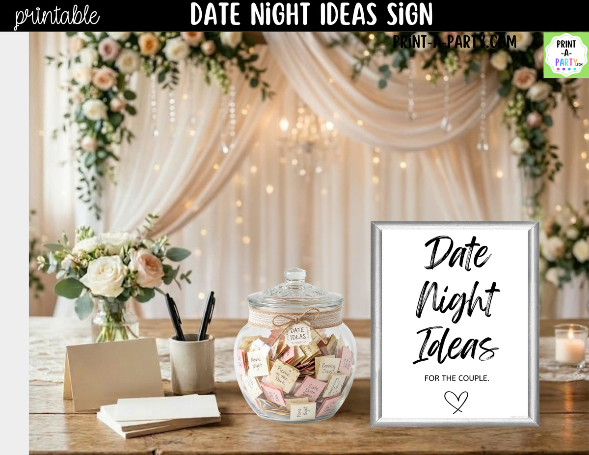 Date Night Ideas Sign Printable – Wedding & Bridal Shower