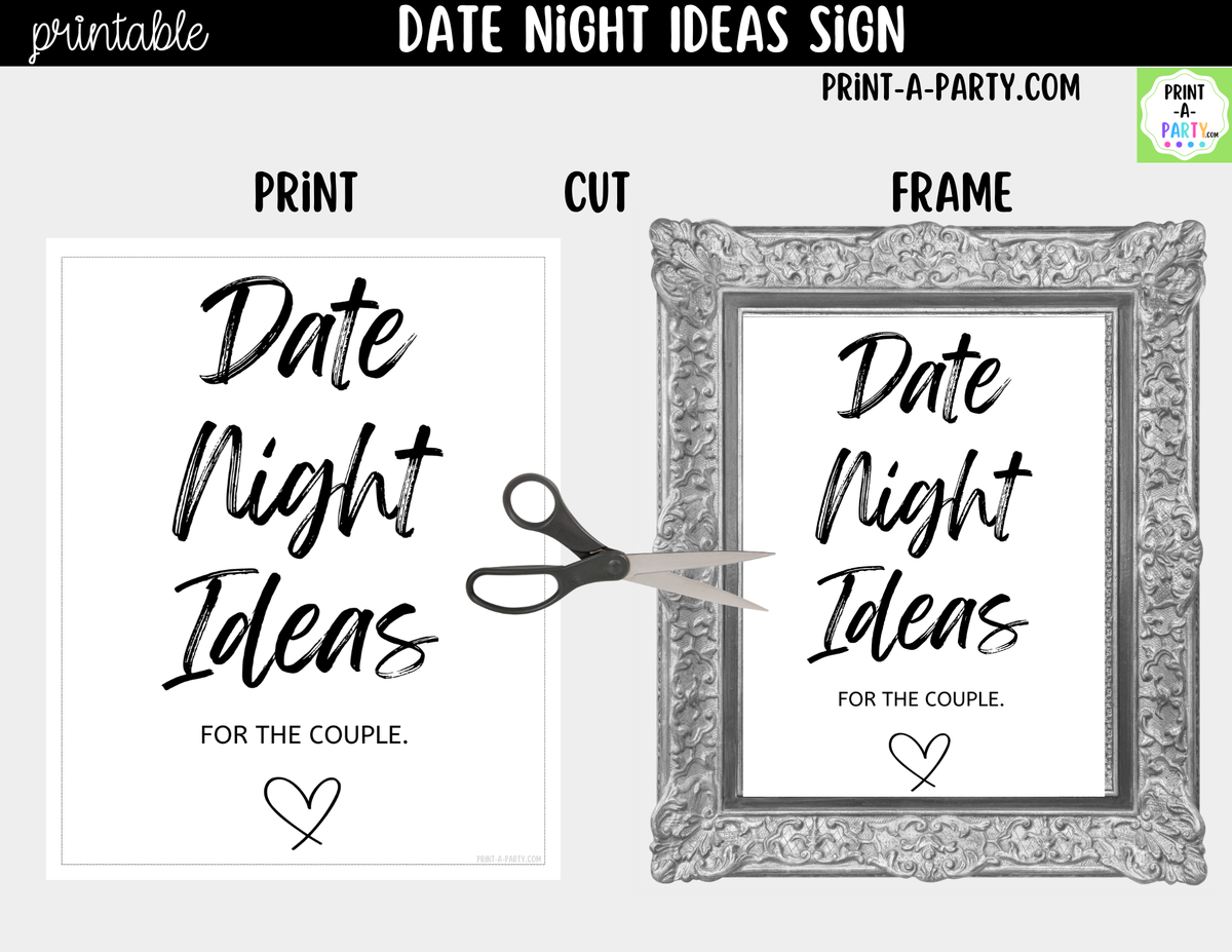 Date Night Ideas Sign Printable – Wedding & Bridal Shower