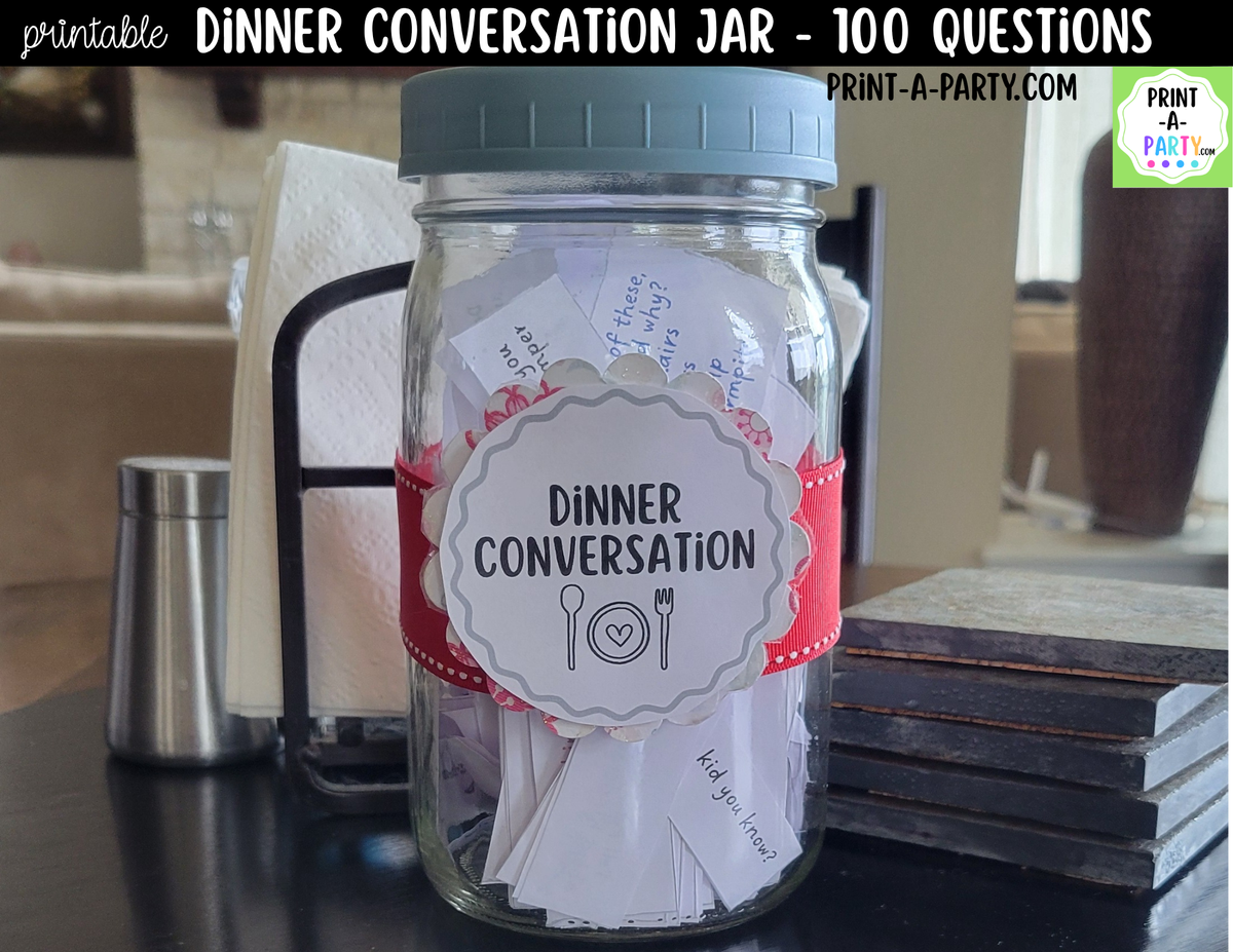 Dinner Conversation Jar Printable | 100 Questions for Kids