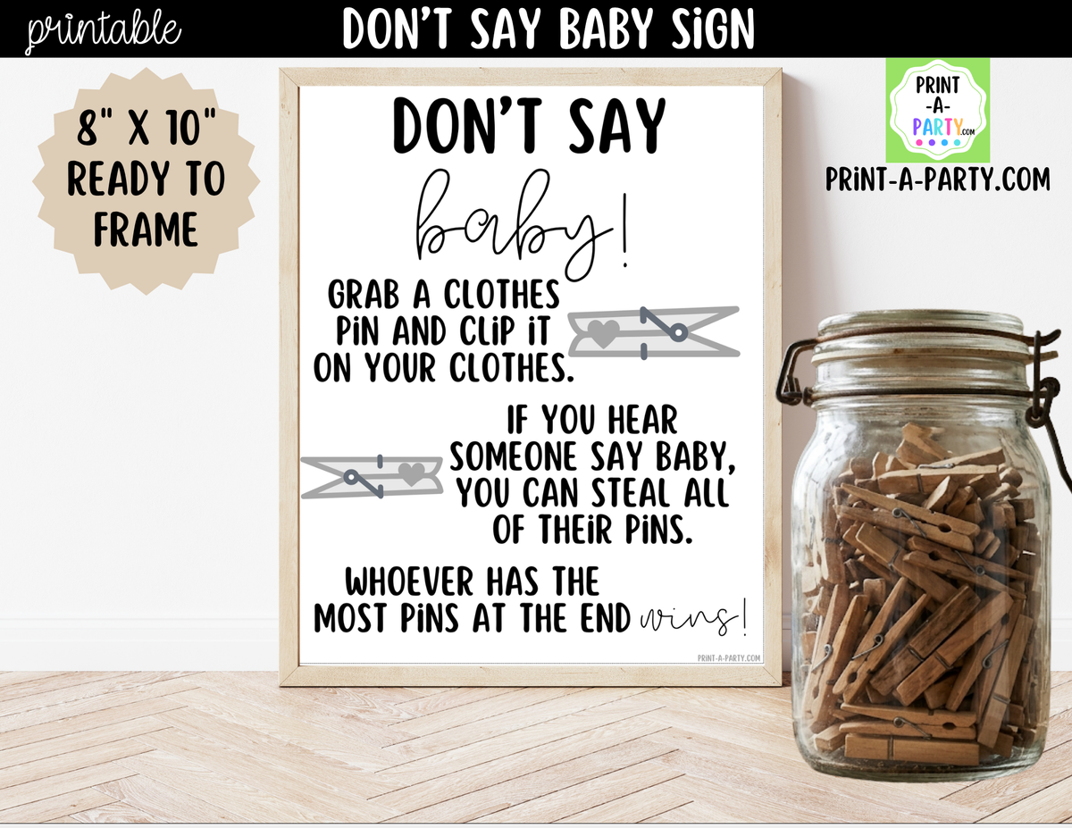Don’t Say Baby Game Printable Sign – Baby Shower Party Game