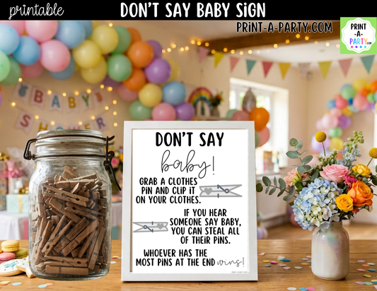 Don’t Say Baby Game Printable Sign – Baby Shower Party Game