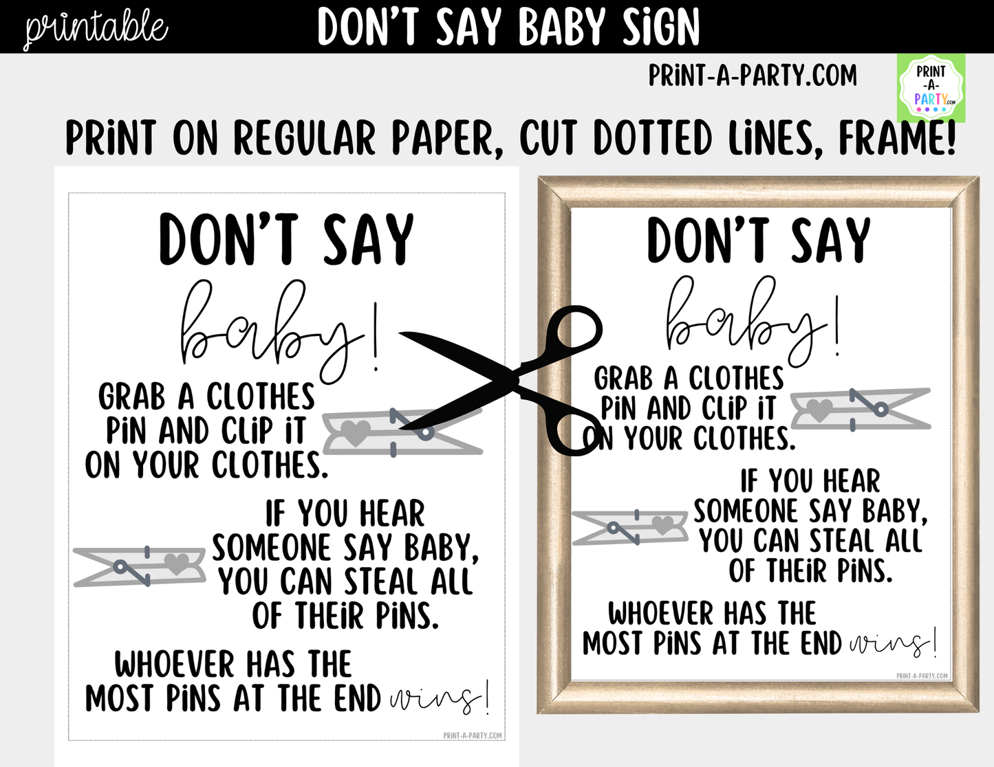 Don't Say Baby Game Printable Sign (8x10) – For Baby Showers and Events