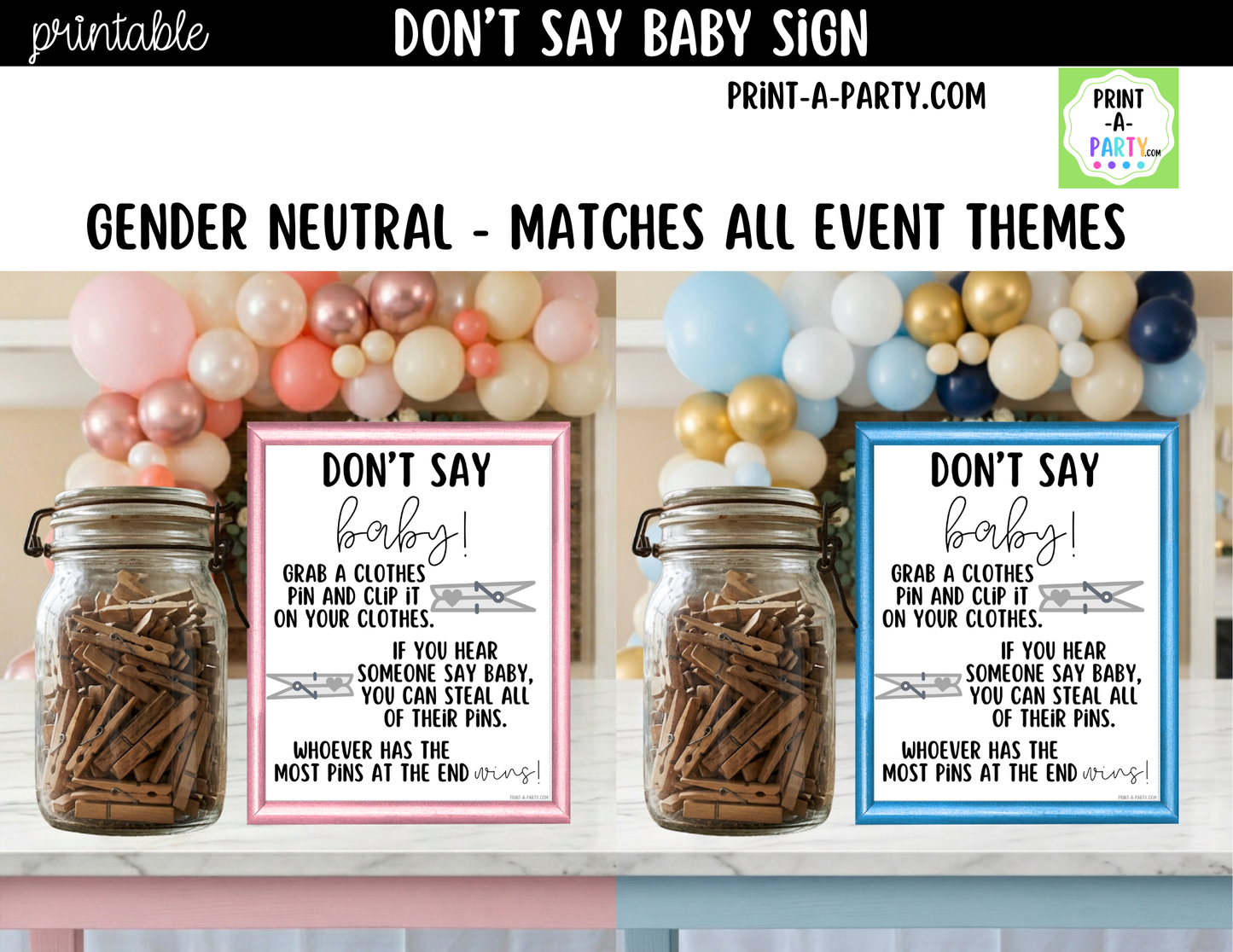 Don't Say Baby Game Printable Sign (8x10) – For Baby Showers and Events