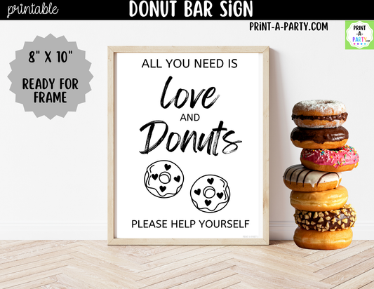 Donut Bar Sign Printable – All You Need is Love and Donuts