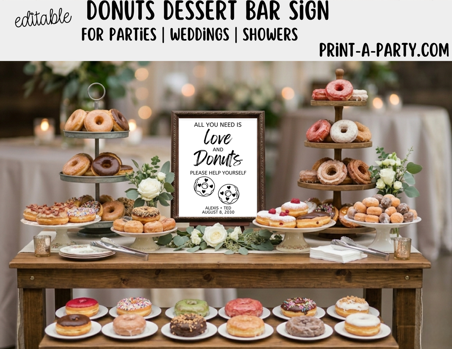 Editable Donut Bar Sign (8x10) – Canva Printable Template