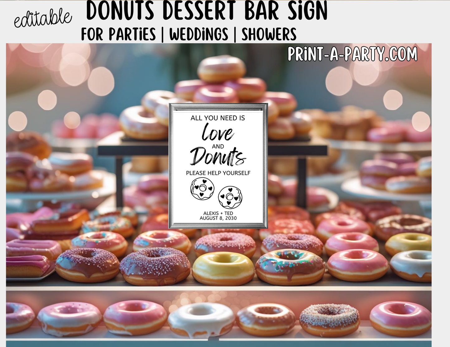 Editable Donut Bar Sign (8x10) – Canva Printable Template