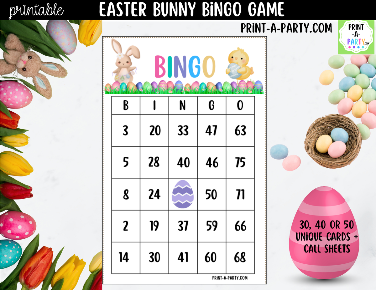 Easter Bingo Printable | Bunny & Chick Number Game