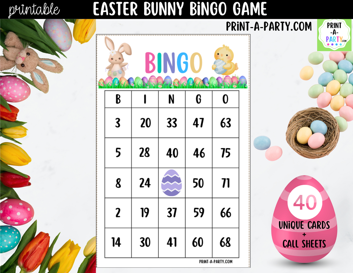 Easter Bingo Printable | Bunny & Chick Number Game