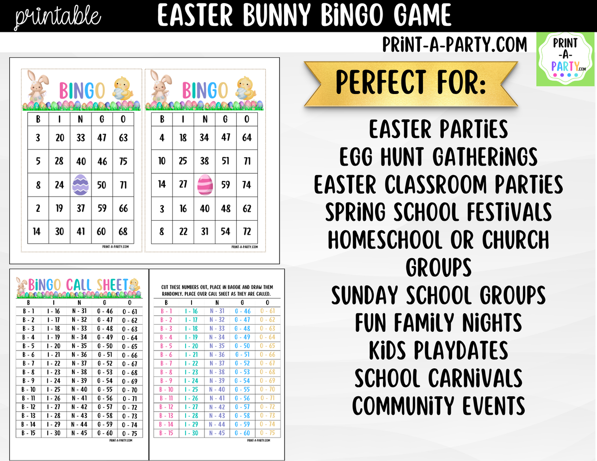 Easter Bingo Printable | Bunny & Chick Number Game