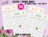 BINGO: Spring | Easter | Easter Bunny | Spring Florals | Parties | Birthday | Classroom | 30, 40, or 50 cards - INSTANT DOWNLOAD