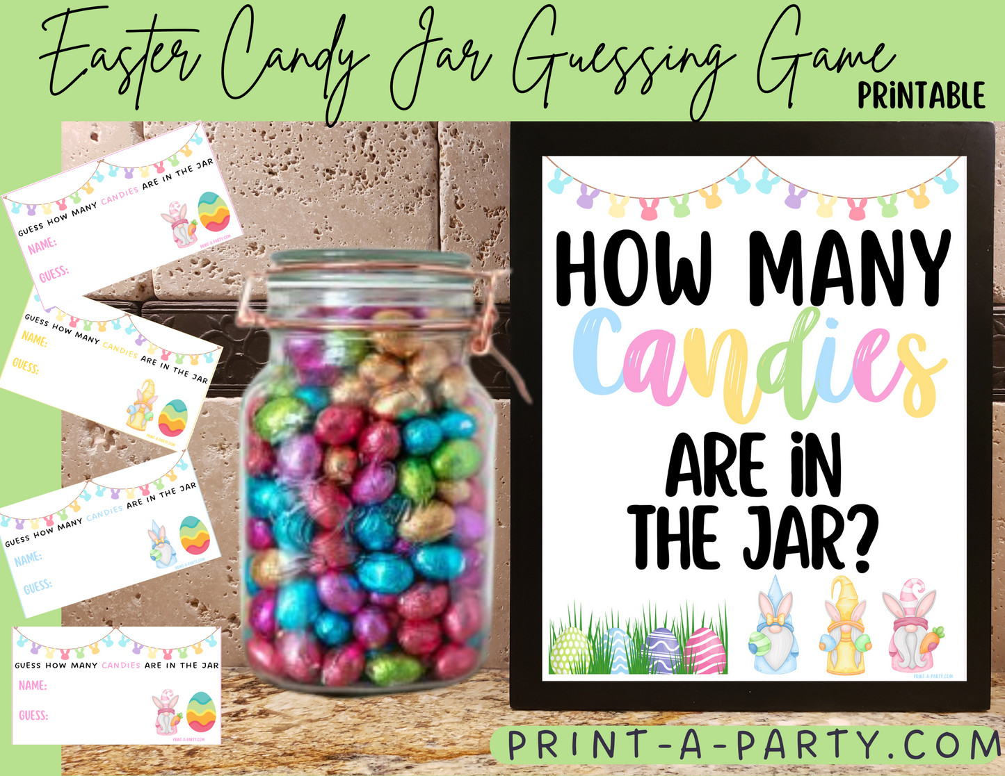 CANDY JAR GUESSING GAME - EASTER | How many candies in jar | Easter Candy | Easter Party Idea | Easter DIY | Peeps | Jellybeans | Printable