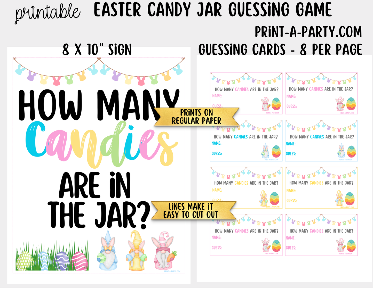 Easter Candy Jar Game Sign (8x10) + Guessing Cards for Easter, Spring, Parties, Classrooms