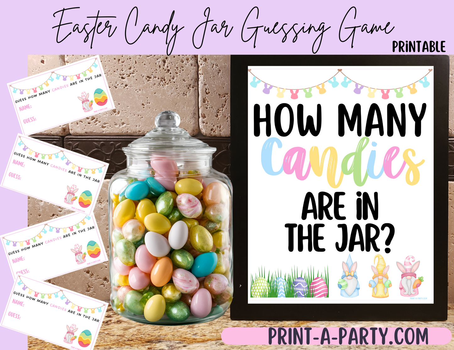 CANDY JAR GUESSING GAME - EASTER | How many candies in jar | Easter Candy | Easter Party Idea | Easter DIY | Peeps | Jellybeans | Printable