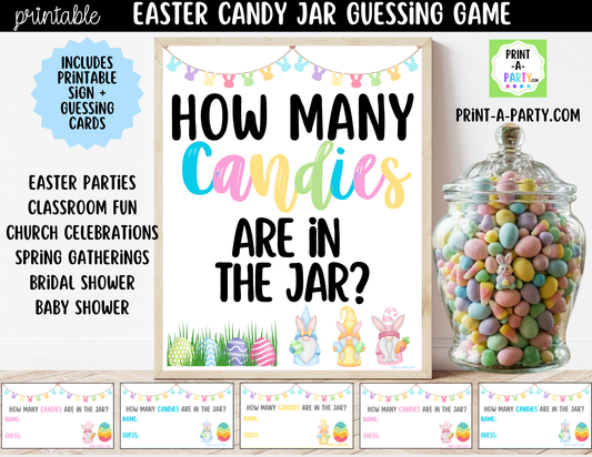 Easter Candy Jar Game Sign (8x10) + Guessing Cards for Easter, Spring, Parties, Classrooms